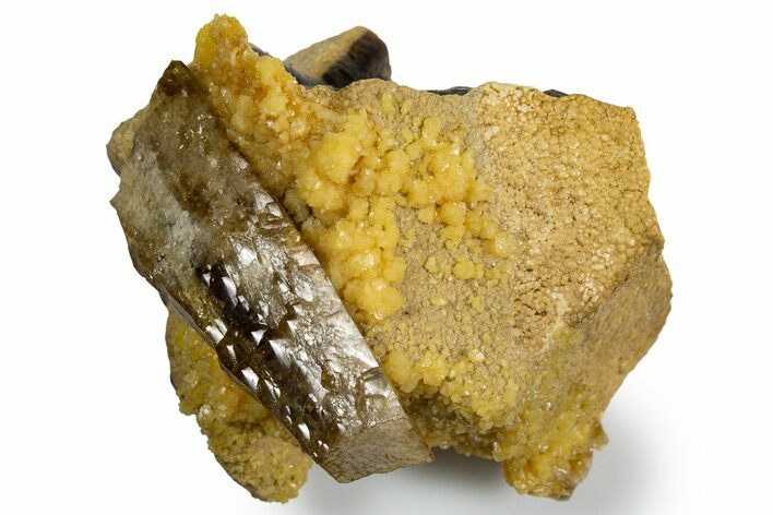 Honey Colored Barite Crystal on Fluorescent Calcite - Elk Creek #330386